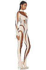 Mugler Gloved Catsuit in Powder & Nude 02, view 2, click to view large image.