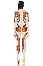 Mugler Gloved Catsuit in Powder & Nude 02, view 4, click to view large image.
