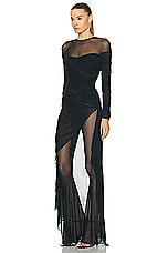 Mugler Mesh Jumpsuit in Black, view 3, click to view large image.