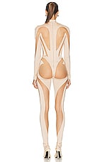 Mugler Gloved Catsuit in Powder & Nude 01, view 3, click to view large image.