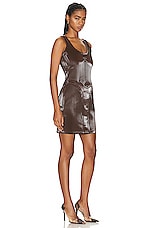 Mugler Embossed Mini Dress in Chocolate, view 2, click to view large image.