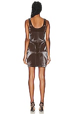 Mugler Embossed Mini Dress in Chocolate, view 3, click to view large image.