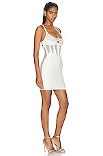 Mugler Laser Cut Bonded Corset Dress in Ivory & Ivory, view 2, click to view large image.