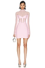 Mugler Laser Cut Corset Dress in Pink, view 1, click to view large image.