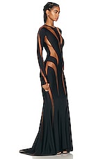 Mugler Spiral Illusion Long Dress in Black Nude 02, view 2, click to view large image.