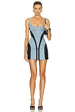 Mugler Corset Dress in Light Blue & Black, view 1, click to view large image.