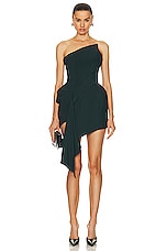 Mugler Strapless Mini Dress in Dark Green, view 1, click to view large image.