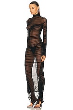 Mugler Long Sleeve Dress in Black, view 3, click to view large image.