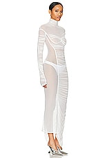Mugler Mesh Long Dress in Warm White, view 2, click to view large image.