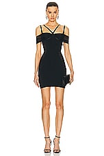 Mugler Crepe Bodycon Dress in Black, view 1, click to view large image.