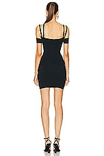 Mugler Crepe Bodycon Dress in Black, view 3, click to view large image.