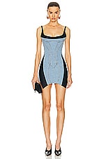 Mugler Bustier Dress in Light Blue & Black, view 1, click to view large image.