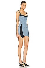 Mugler Bustier Dress in Light Blue & Black, view 2, click to view large image.