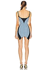 Mugler Bustier Dress in Light Blue & Black, view 3, click to view large image.