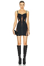 Mugler Lycra Bodycon Mini Dress in Black, view 1, click to view large image.