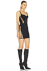 Mugler Lycra Bodycon Mini Dress in Black, view 2, click to view large image.