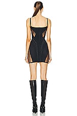 Mugler Lycra Bodycon Mini Dress in Black, view 3, click to view large image.
