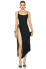 Mugler Slit Dress in Black, view 1, click to view large image.