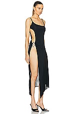 Mugler Slit Dress in Black, view 2, click to view large image.
