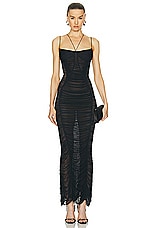 Mugler Mesh Bodycon Dress in Black, view 1, click to view large image.