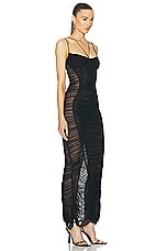 Mugler Mesh Bodycon Dress in Black, view 2, click to view large image.