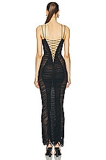 Mugler Mesh Bodycon Dress in Black, view 3, click to view large image.