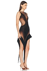 Mugler Asymmetric Stretch Illusion Dress in Black, view 2, click to view large image.