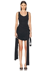Mugler Ruched Mini Dress in Black, view 1, click to view large image.