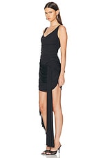 Mugler Ruched Mini Dress in Black, view 3, click to view large image.