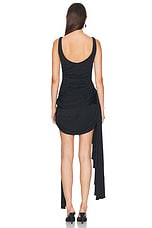 Mugler Ruched Mini Dress in Black, view 4, click to view large image.