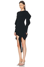 Mugler Long Sleeve Mini Dress in Black, view 3, click to view large image.