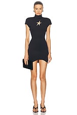 Mugler Turtleneck Mini Dress in Black, view 1, click to view large image.