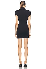 Mugler Turtleneck Mini Dress in Black, view 3, click to view large image.