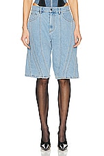 Mugler Bermuda Short in Light Blue, view 1, click to view large image.