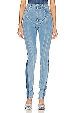 Mugler Spiral Jean in Light Blue & Light Blue, view 1, click to view large image.