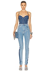 Mugler Spiral Jean in Light Blue & Light Blue, view 4, click to view large image.