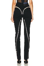 Mugler Zipper Spiral Jean in Black, view 3, click to view large image.