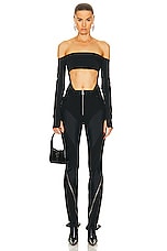 Mugler Spiral Wide Leg in Black, view 5, click to view large image.