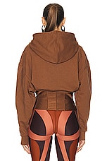 Mugler Fleece Zip Corset Hoodie in Tomette & White, view 4, click to view large image.