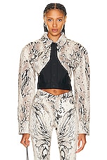 Mugler Cropped Jacket in Wrapped Snake Roccia, view 1, click to view large image.