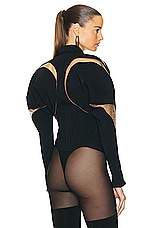 Mugler Crepe Blazer in Black & Nude, view 3, click to view large image.