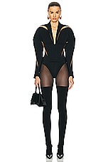 Mugler Crepe Blazer in Black & Nude, view 4, click to view large image.