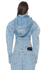 Mugler Corset Button Up Jacket in Light Blue, view 4, click to view large image.