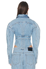 Mugler Corset Button Up Jacket in Light Blue, view 5, click to view large image.