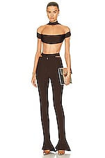 Mugler Cinched Ankle Pant in Chocolate, view 4, click to view large image.