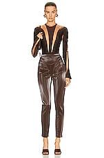 Mugler Embossed Skinny Pant in Chocolate, view 4, click to view large image.