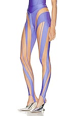 Mugler Spiral Illusion Legging in Lilac & Nude 01, view 3, click to view large image.