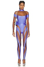 Mugler Spiral Illusion Legging in Lilac & Nude 02, view 5, click to view large image.