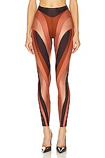Mugler Illusion Legging in Dark Raisin, Sienna, & Dark Blush, view 1, click to view large image.