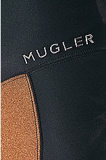 Mugler Shiny Lycra Legging in Cinnamon & Black, view 6, click to view large image.